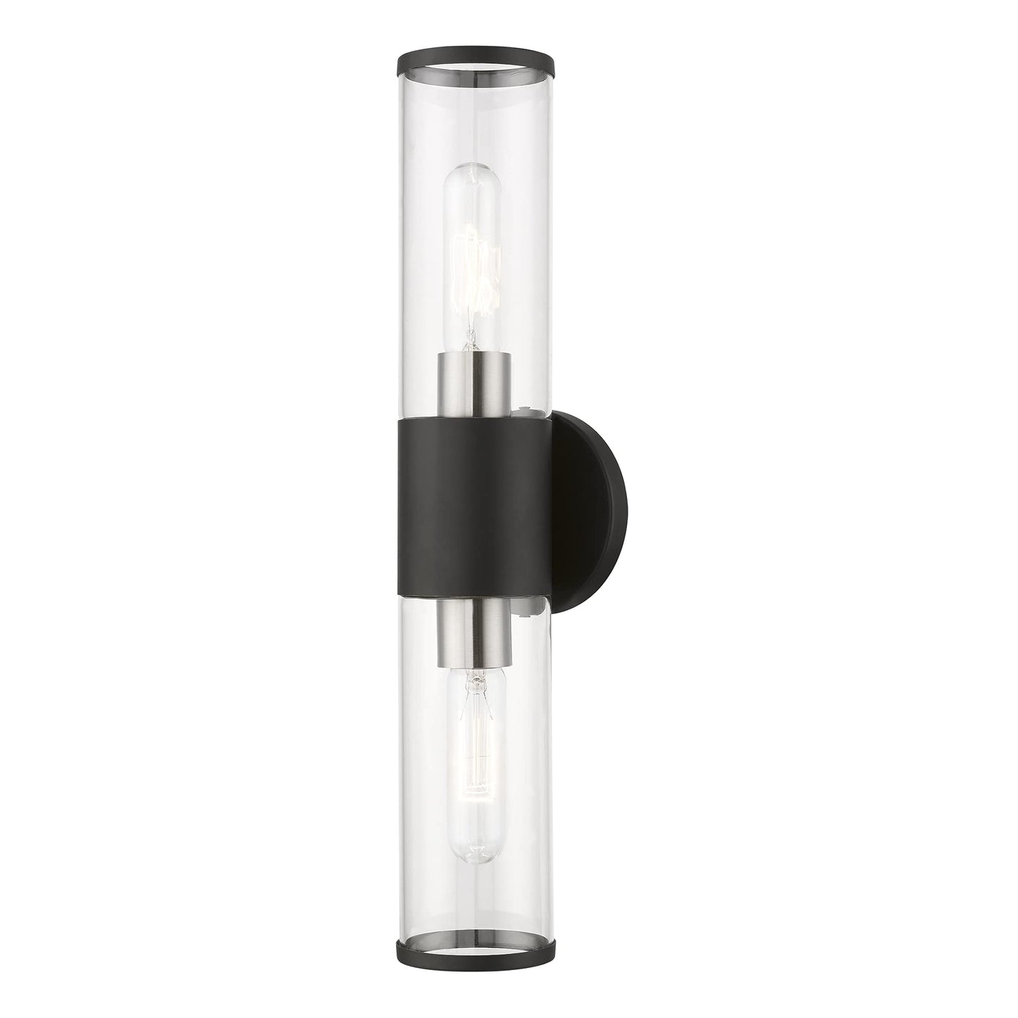 Livex Lighting 17282-04 Banca Collection 2 Light ADA Vanity Sconce, Black with Brushed Nickel Accent
