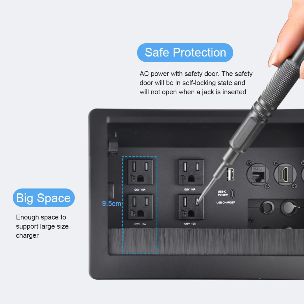 Conference Table Power hub Conference Table connectivity Box recessed Outlet Desk Outlet recessed Power Strip USB-c 65W Outlet Plug with USB Ports