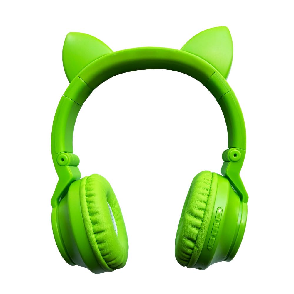 Kids Bluetooth Headphones,Cat Ear LED Light Up Wireless/Wired Headset,85 dB Volume Limited Foldable Headphones,Built-in Mic,Support FM/Micro…