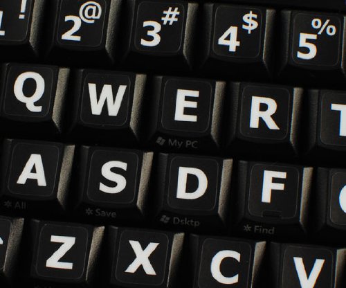 English US Large Letters Keyboard Stickers Matte Non Transparent Black Background (Upper CASE) by 4Keyboard