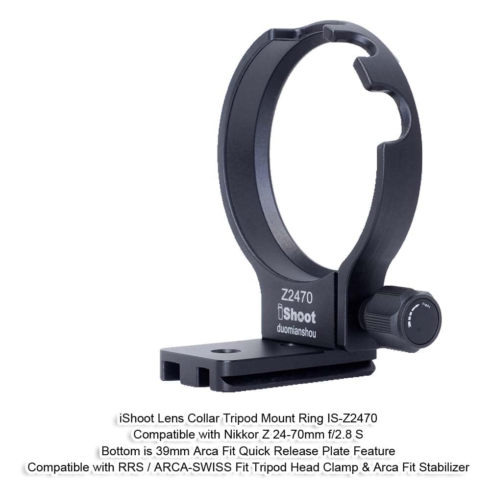 iShoot Lens Collar Tripod Mount Ring Compatible with Nikon Nikkor Z 24-70mm f/2.8 S Lens, Lens Support Holder Bracket Bottom is Arca-Swiss Fit Quick