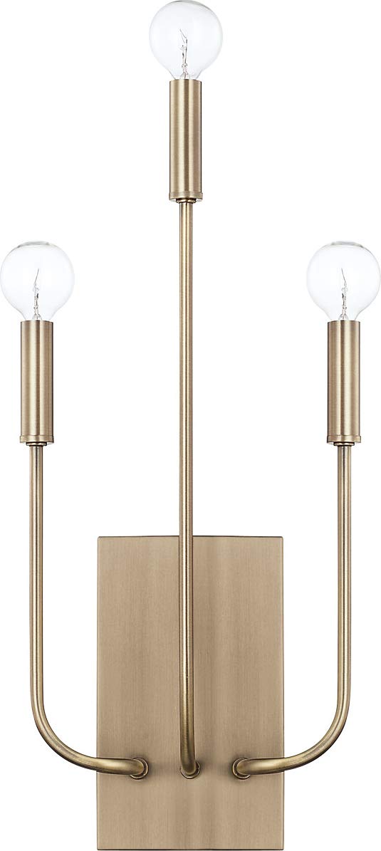 Capital Lighting 621931AD Zander Modern ADA Compliant Organic Wall Sconce, 3-Light 180 Total Watts, 20" H x 9" W, Aged Brass