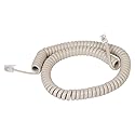 Cablesys ICC Coiled Telephone Handset Cord for Use with PBX Phone Systems, VoIP Telephones - 12 Ft Uncoiled, Rj22, 1.5 Inch Lead on Both Ends, Dark