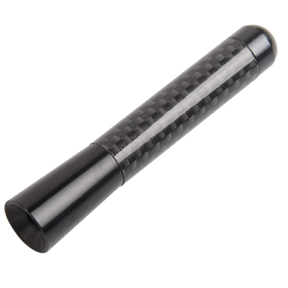 GTP 3" Real Carbon Fiber Short Antenna Black Aluminum Vehicle Car Screw-in Stubby Aerial Replacement