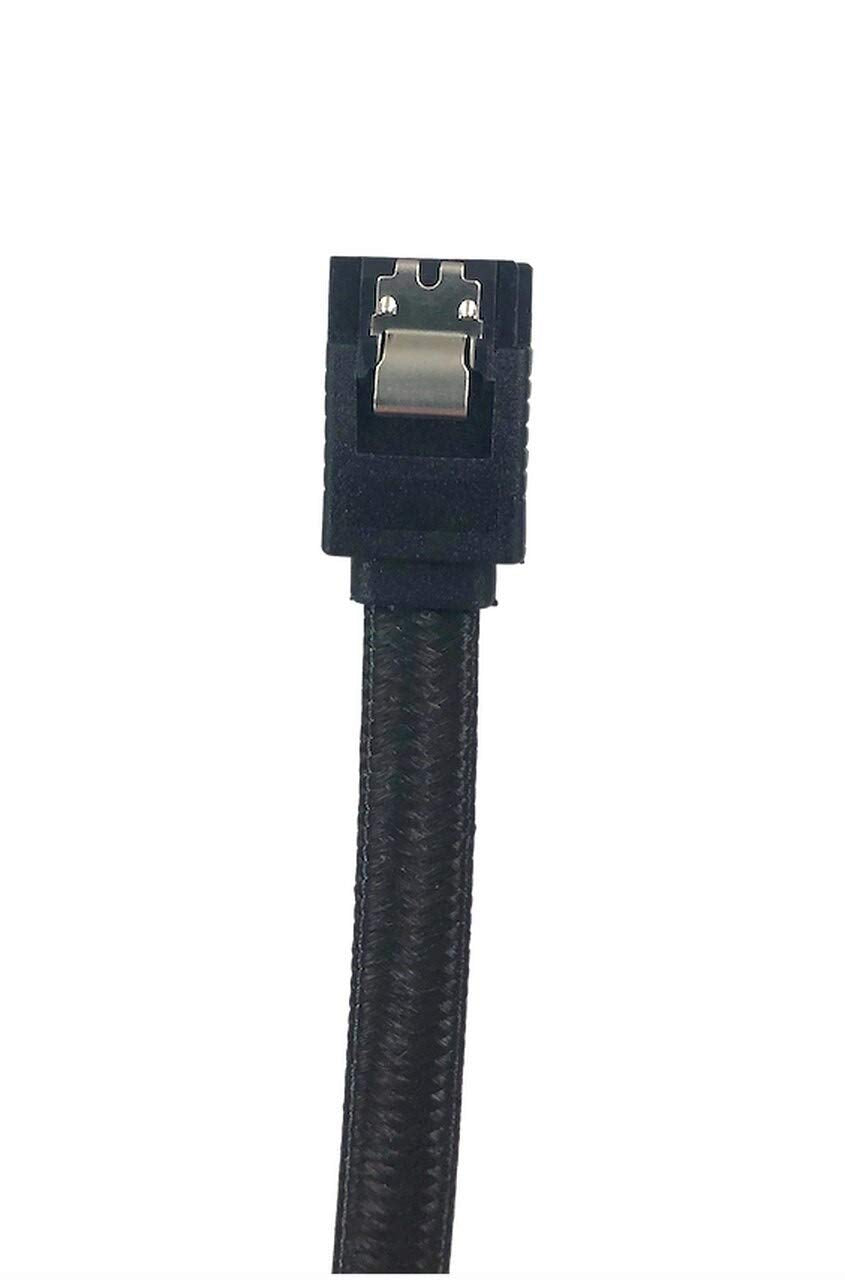 Micro Connectors 2-Pack 40” SATA III Straight Nylon Sleeved Cable with Locking Latch - Black (F03-40SLBK-2)