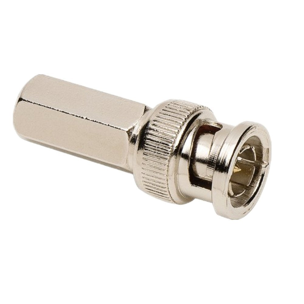 10-Pack BNC Male Twist-on Connector for RG59 Coaxial Cable - 75 Ohm, Nickel-Plated Brass Housing, Brass Contacts - for CCTV Security Systems