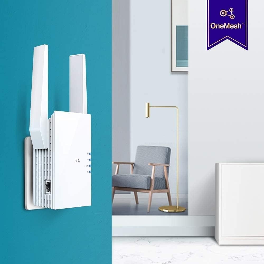 aibileec WiFi 6 Range Extender AX1500 (RE505X) Dual-Band with LAN Port Universal Compatible Wi-Fi Repeater