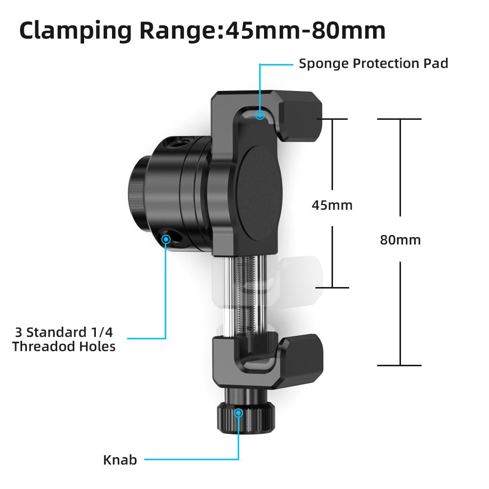 SUREWO Aluminum Fence Mount for Go pro,iPhone, Phone, DJI Osmo Action 4/3/2, Insta360,Mevo Start for Baseball Softball Tennis Recording, Cameras Net