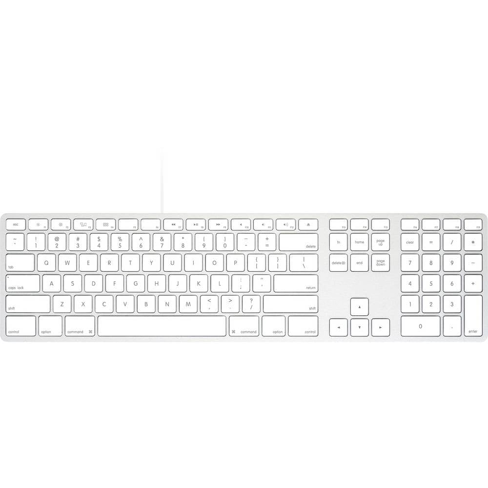 Matias Wired Aluminum Keyboard W/Numeric KEYPAD for MAC Silver