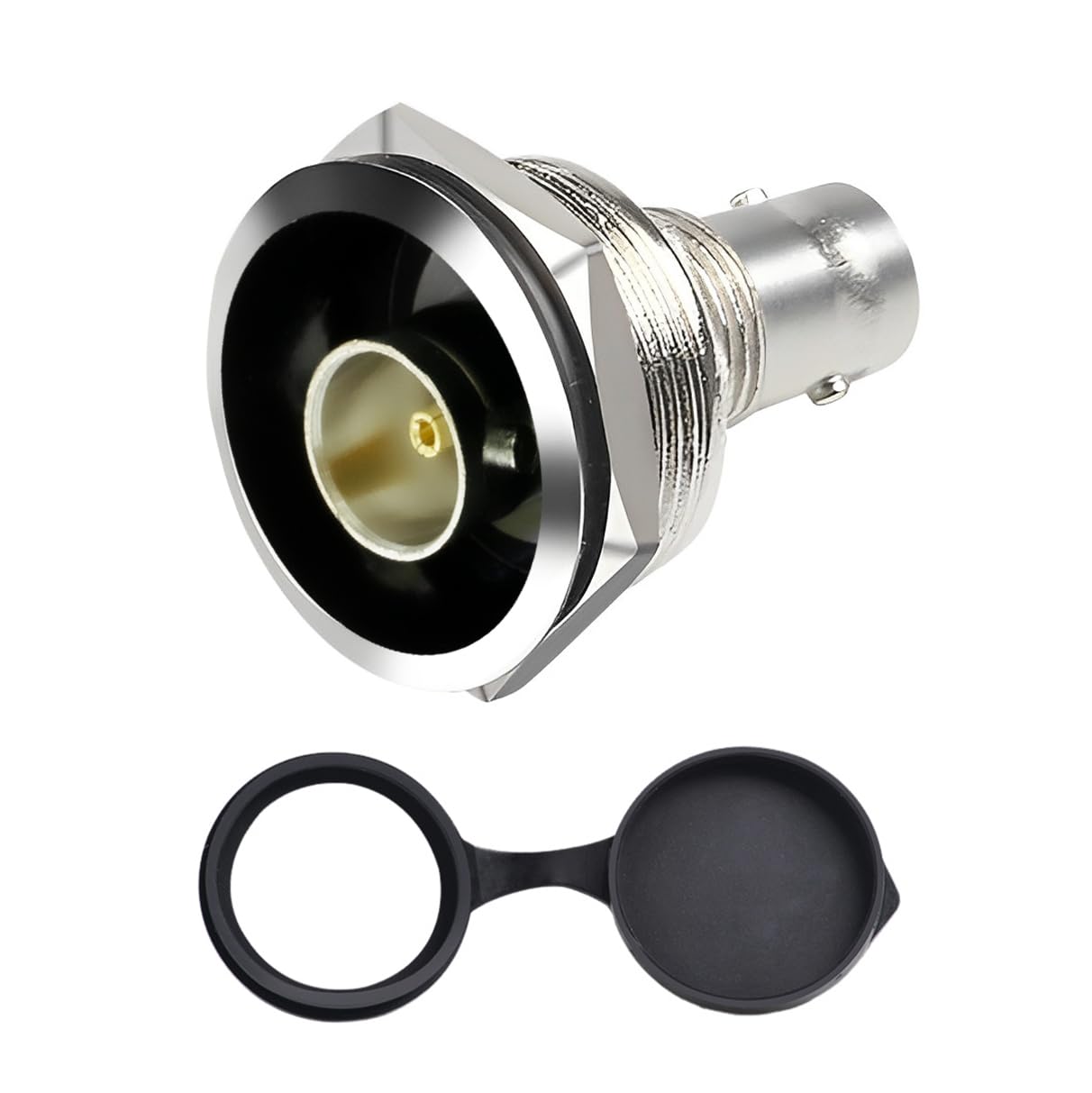 YiKaiEn 75 Ohm Gold-Plated BNC Panel Mount Connector - SDI-Compatible Female-to-Female Coaxial Adapter with Waterproof Cover, Threaded Fixing