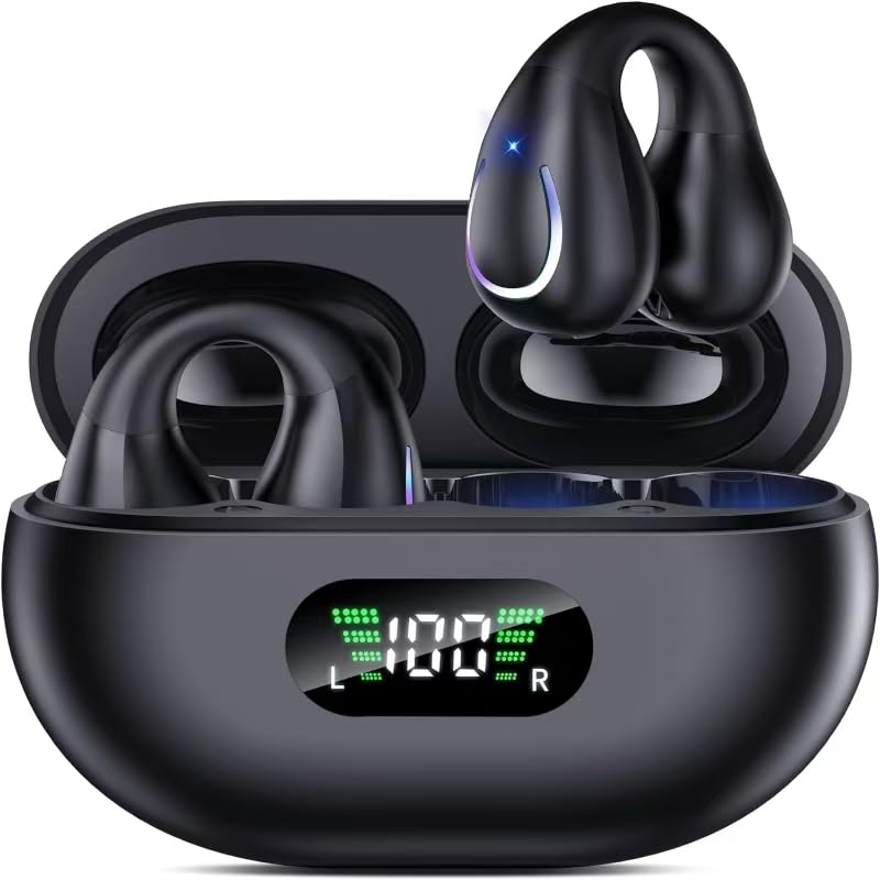Open Ear Bone Conduction Headphones Bluetooth 6.1 Wireless Clip On Earbuds