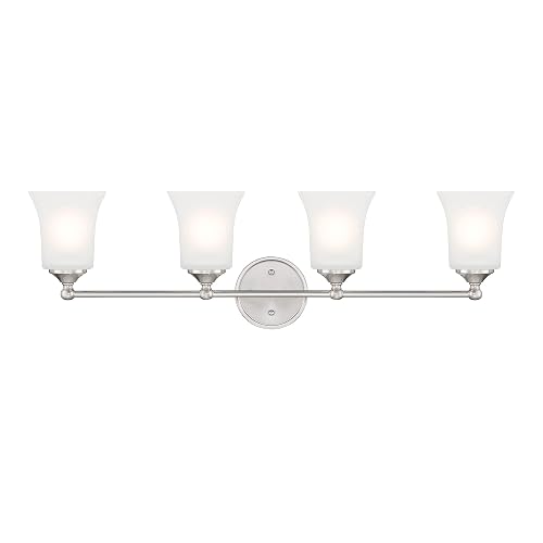 DESIGNERS FOUNTAIN Bronson 4 Light Bathroom Vanity Light Fixture, Brushed Nickel, D278M-4B-BN