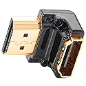 Zeskit HDMI Adapter Male to Female Right Angle, Zinc Alloy Full Shielding 24K Gold Plated Connectors (SIDE-90/N)