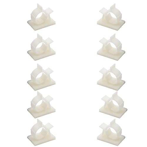 EZRODI 10 Pack 1/4" RO Tubing Mounting Clips Adhesive Tubing Locking Clamps White Cable Organizer (10, 1/4" Tubing O.D.)