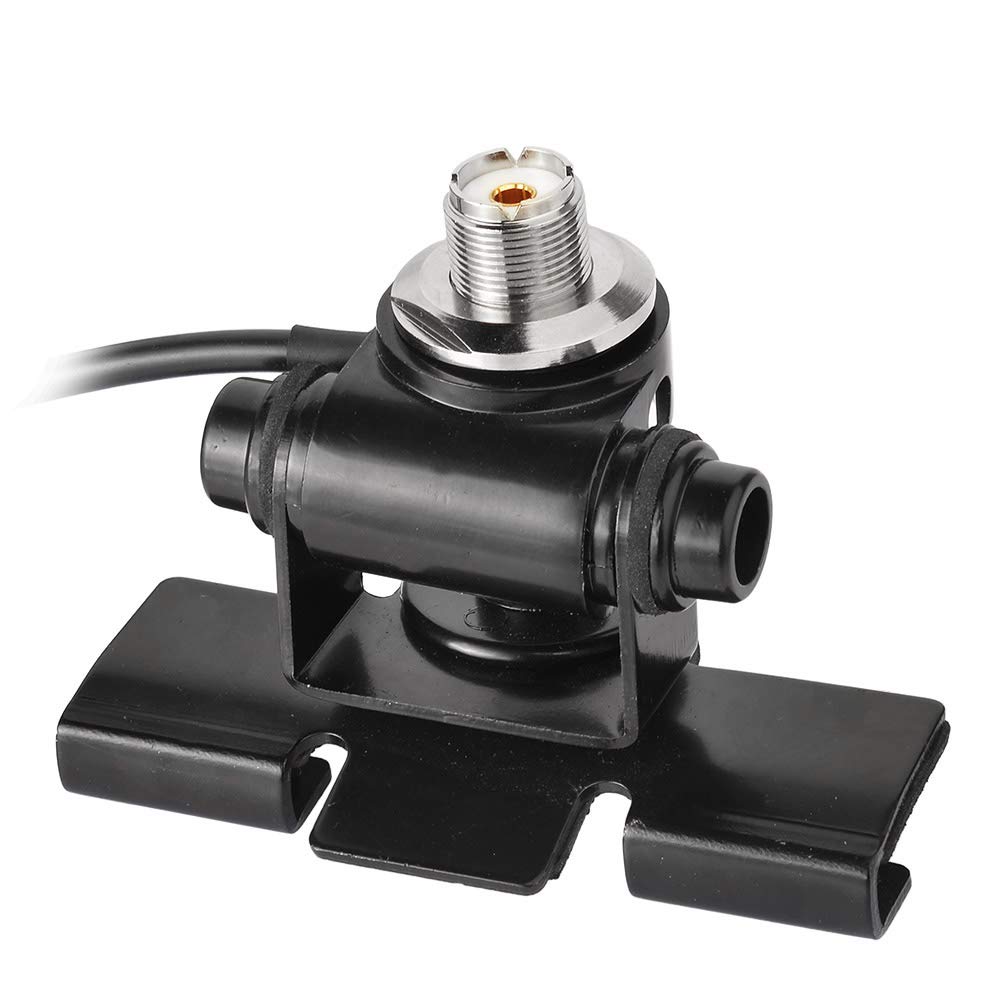 Bingfu Antenna Lip Mount Bracket for Car & Truck - 5m RG58 Coaxial Cable with UHF PL259 Male to SO239 Female Bulkhead Connector - Compatible with Ham