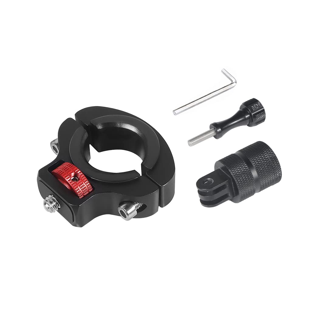 NovelGoal Motorcycle Handlebar Clip Holder 1/4 Screw Bicycle Bike Seatpost Clamp Compatible with Gopro 13 ONE Action Camera Accessories (Black Red