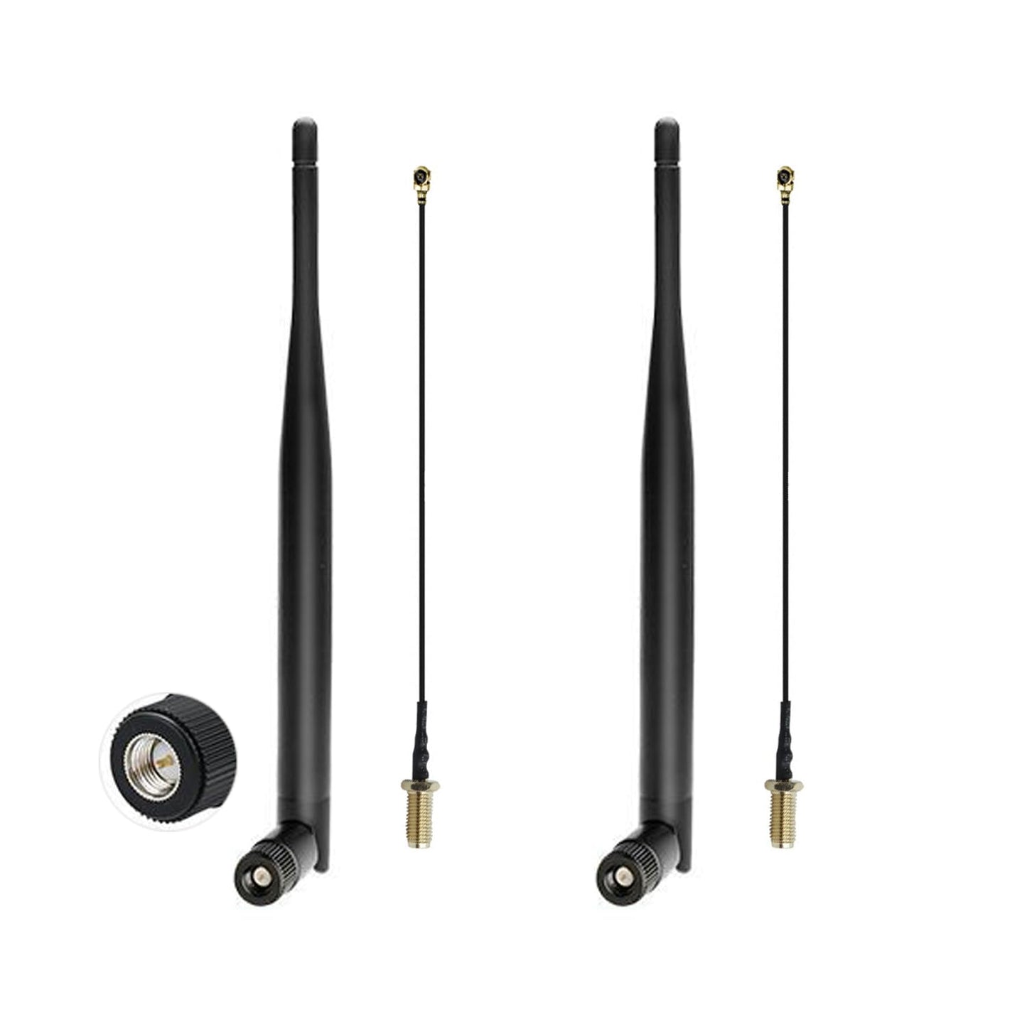 ALMOCN 2PCS 915MHz LoRa Antenna 5dBi Gain Omni-Directional SMA Male Connector + 2PCS IPEX Extension Cable for LoRa Development Board, Security