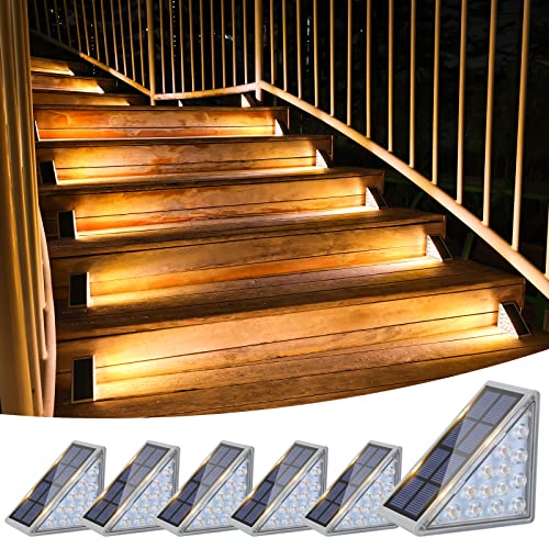 VOLISUN Solar Stair Lights 6 Pack, Solar Step Lights Outdoor Waterproof IP67, LED Outdoor Step Light,Outdoor Light Decor for Garden Stair, Deck, Front