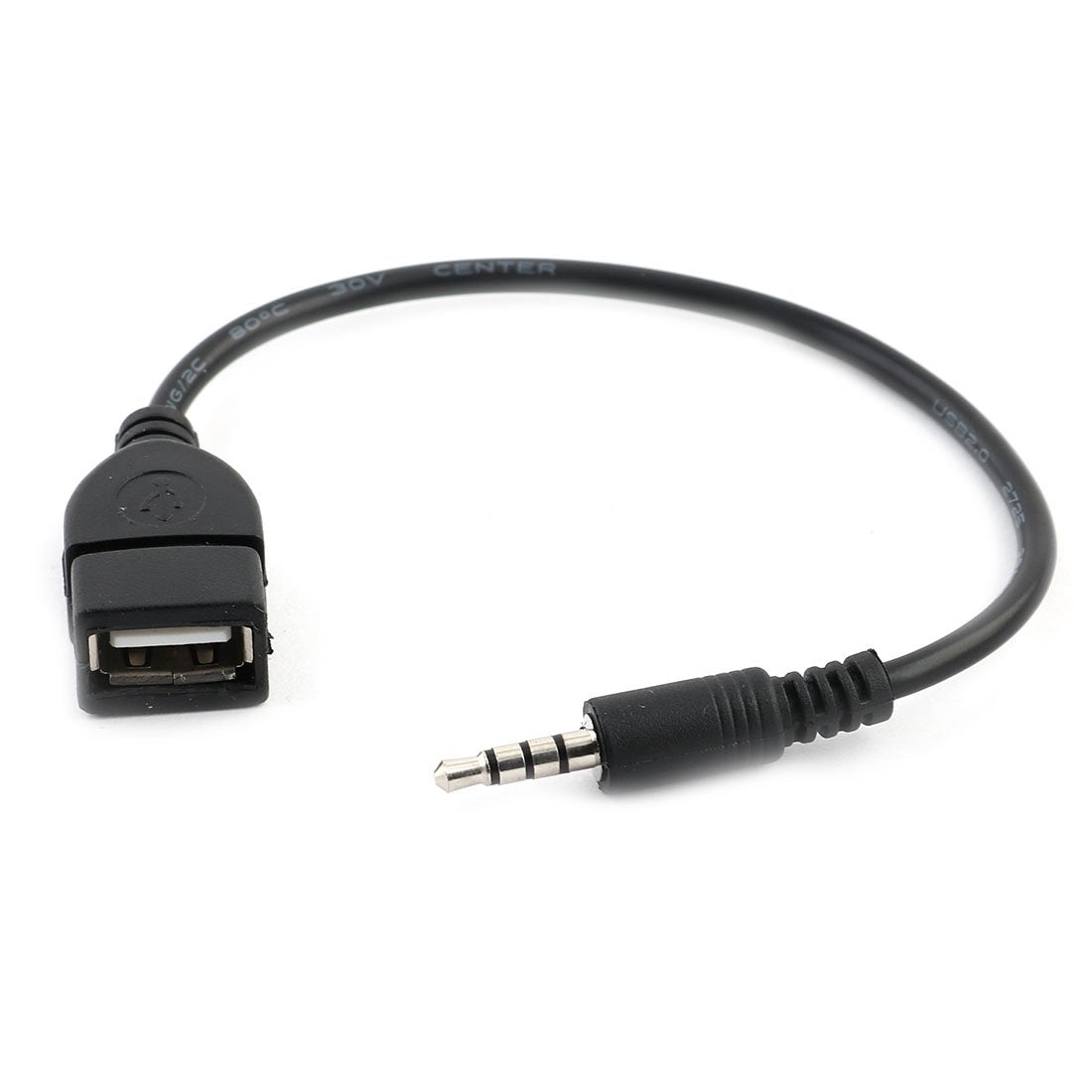 uxcell Plastic Car USB Female to AUX 3.5mm Male Audio Connector Cable Cord Black 22.8cm Long