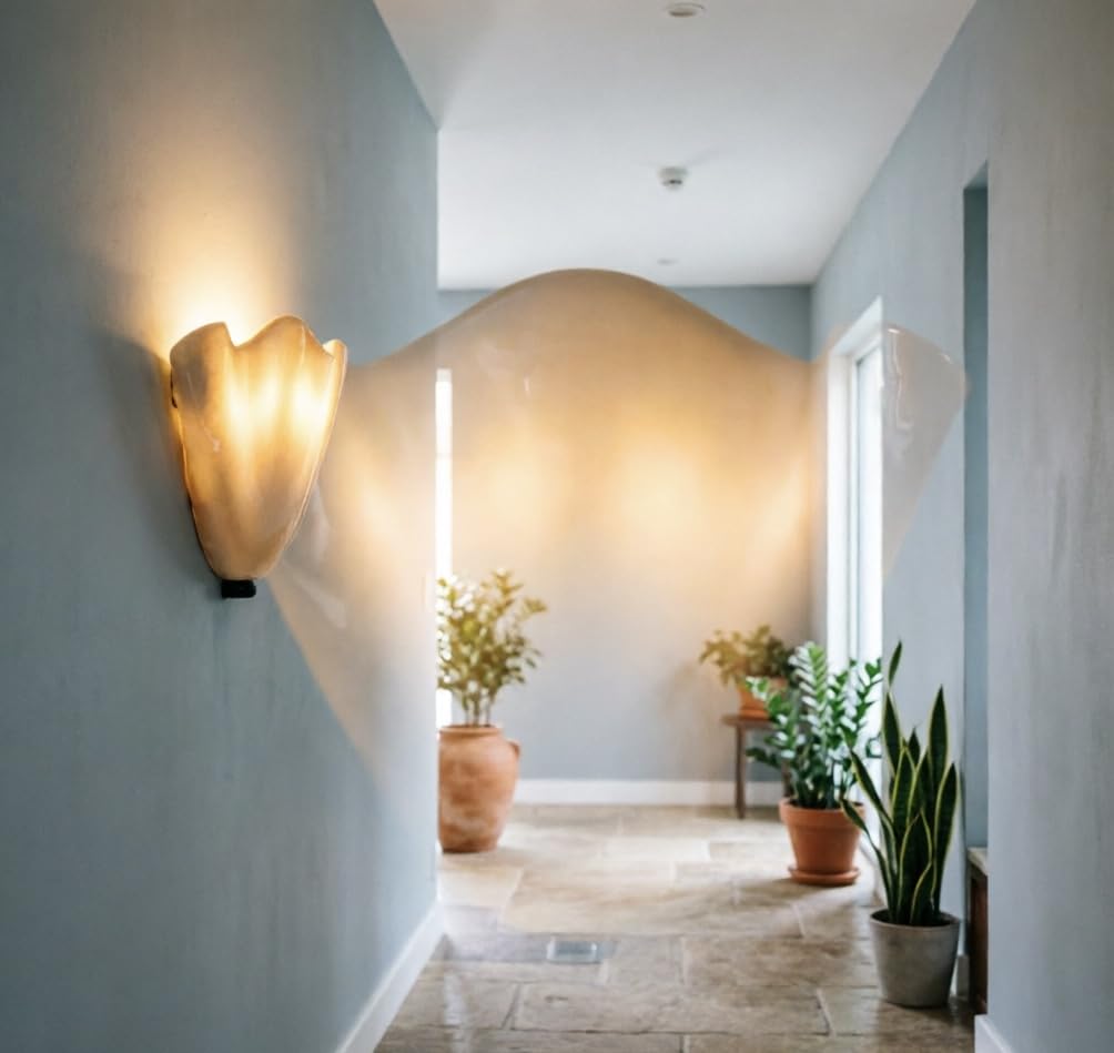 PIAOLING Cream Glass Wall Sconce Mid Century Modern Wall Light Fixture