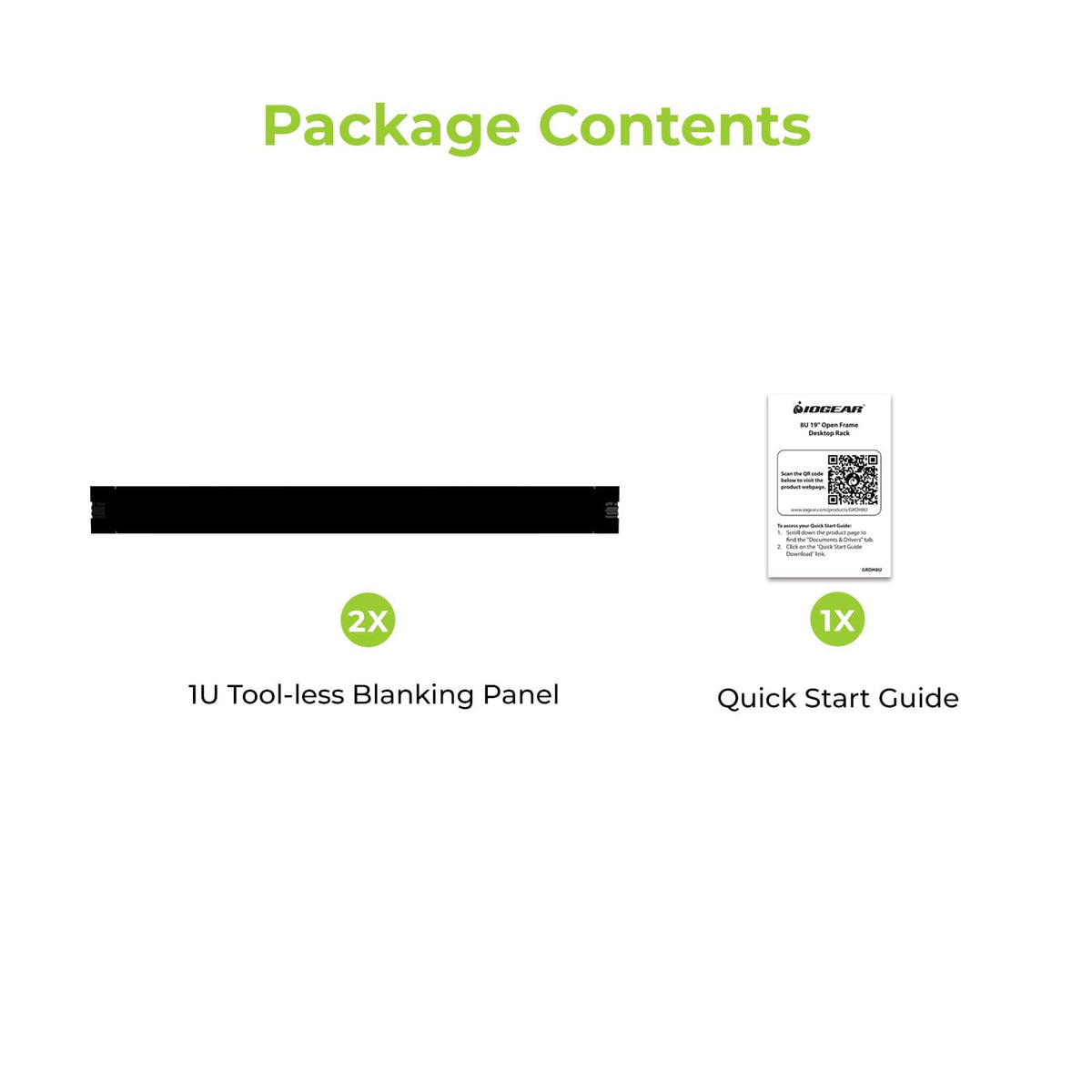 IOGEAR 1U Tool-Less Blanking Panel (2-Pack), GRBPT1U