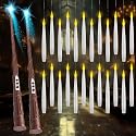 WYZworks 24pk Magical Floating LED Candle with 2 Wand Remote (6/18H Timer), 6.1" Hanging Flameless Flickering Taper Candles Battery Operated