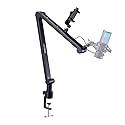 VEVOR Microphone Boom Arm, with Desk Mount Clamp, Adjustable Mic Stand with Cable Management,360° Rotatable,3/8" to 5/8" Adapter, for Recording Studio