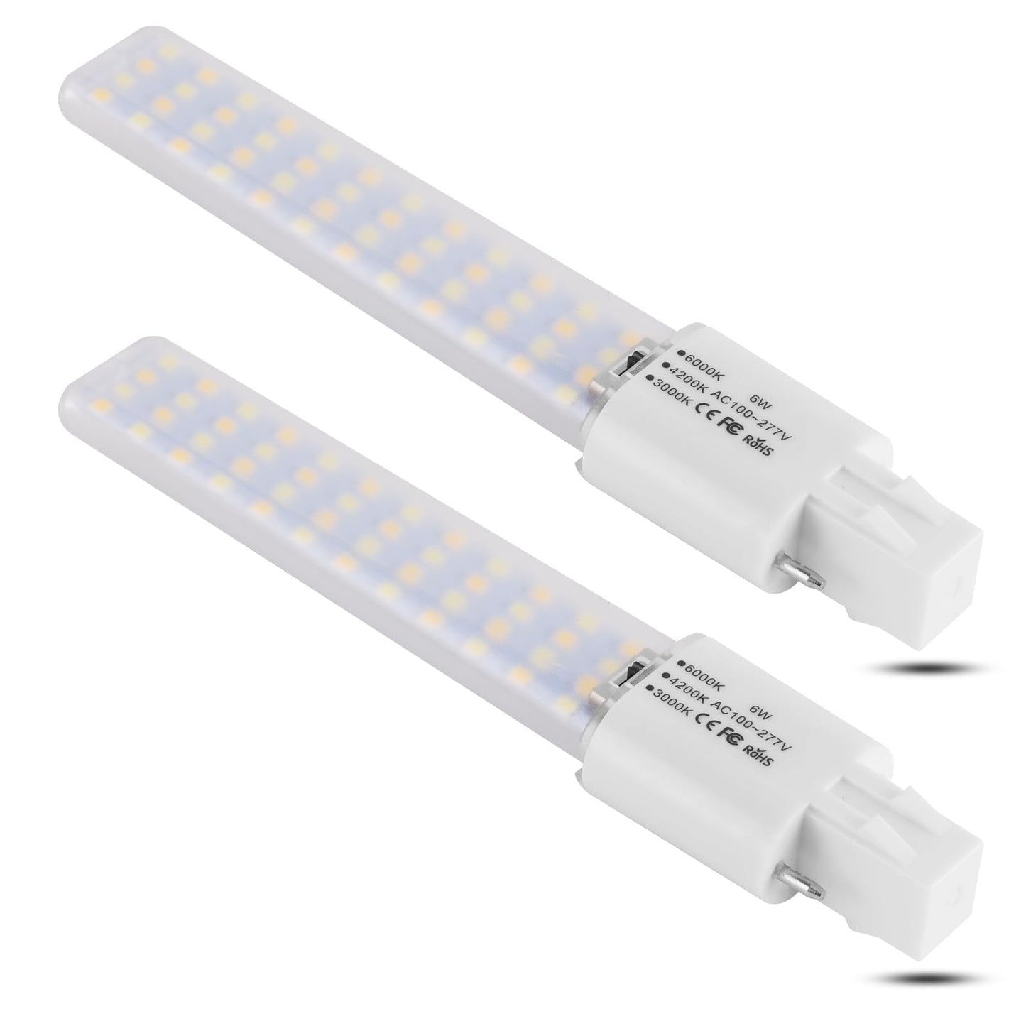 Lidesheng GX23 LED Light Bulb 6W Replacement 13W CFL LED Stick PL Bulb GX23-2 Pin Base, 3 Color Selectable 3000K/4200K/6000K 360° Beam, Driven by