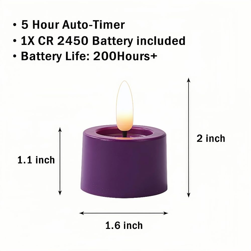 Simplelight Advent Candles, Purple & Pink Tea Lights Candles, Pack of 12