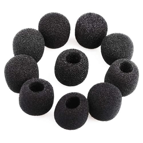 10 Pcs Black Lapel Headset Microphone Windscreen, Microphone Sponge Foam Cover Mini Size Lavalier Microphone Windscreen Pop Filters