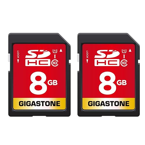 GIGASTONE 8GB SD Card 2-Pack UHS-I U1 Class 10 SDHC Memory Card Full HD Video Canon Kodak Olympus Digital Camera, with 2 Mini Cases