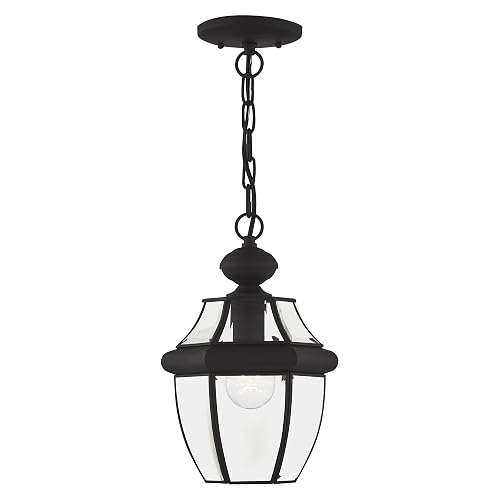 Livex Lighting 2152-04 Monterey 1-Light Outdoor Hanging Lantern, Black
