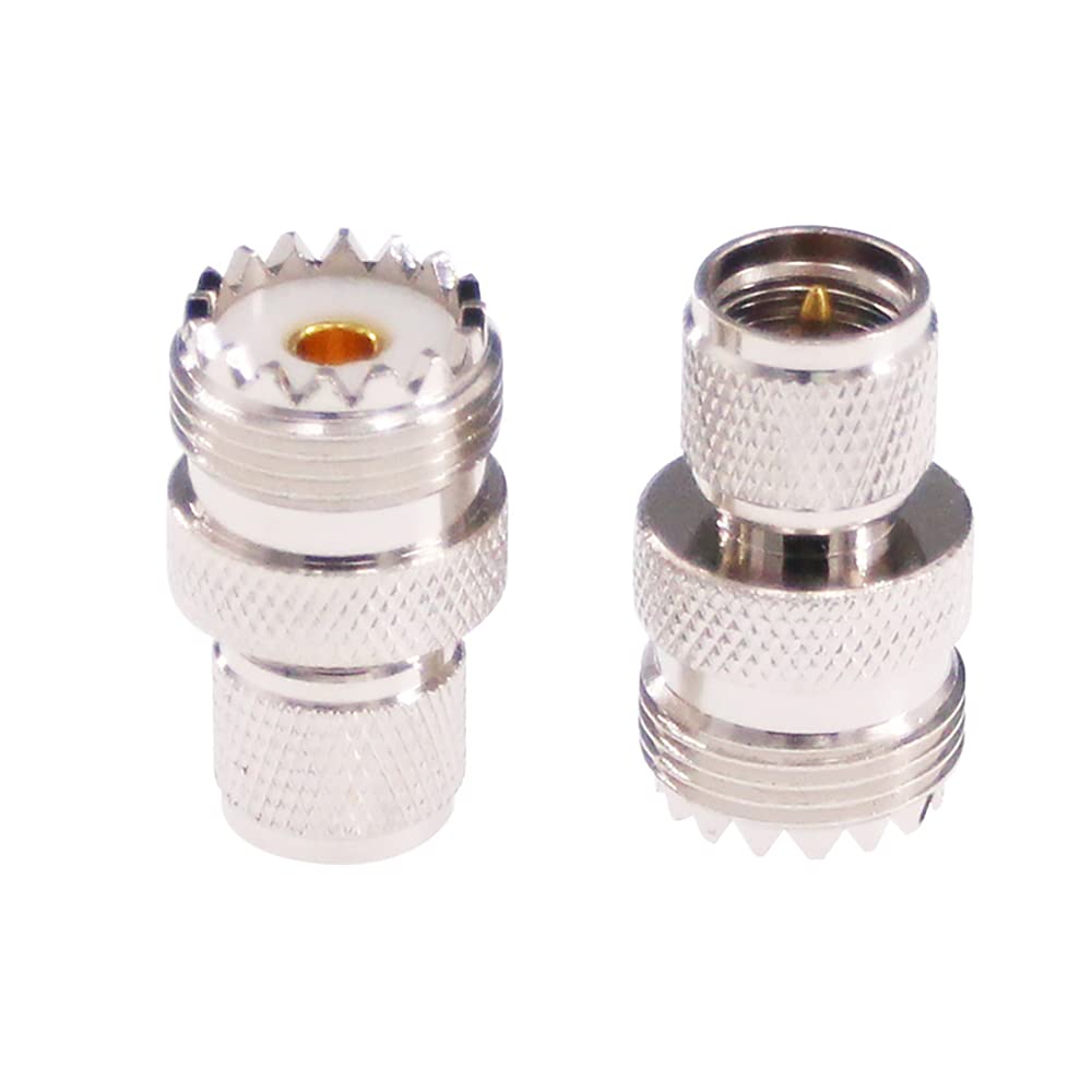 RFaha 2pcs RF coaxial Adapter Mini-UHF Male PL259 to UHF SO239 Connector(F34-2)