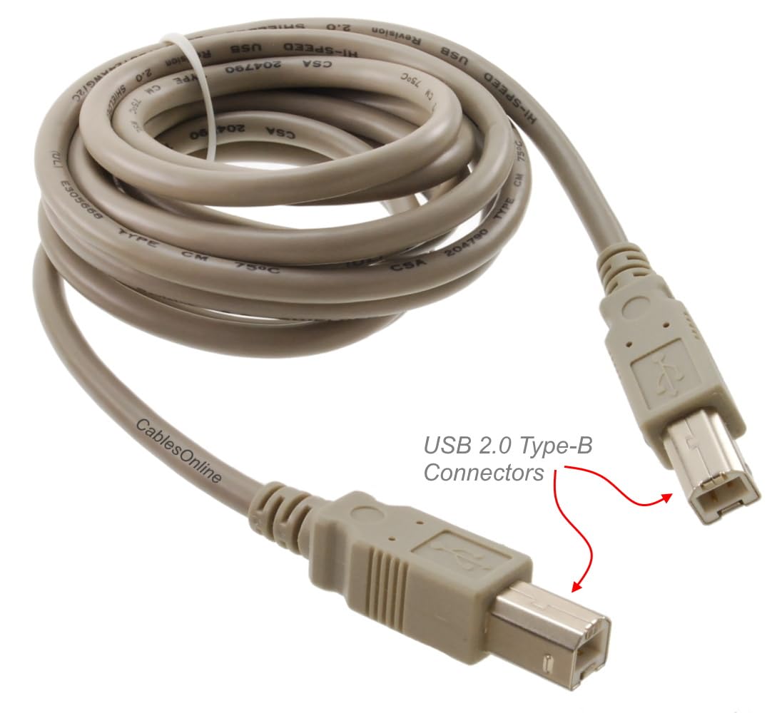 CablesOnline 6ft USB 2.0 Type-B Male to Type-B Male Hi-Speed Cable, USB2-BB06