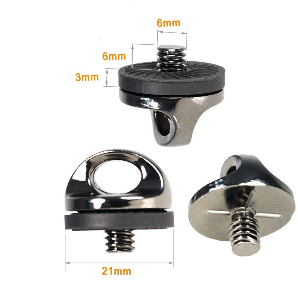 KingBra 6pcs 1/4" Quick Install Metal Screw Holder for Quick Release Camera Neck Strap