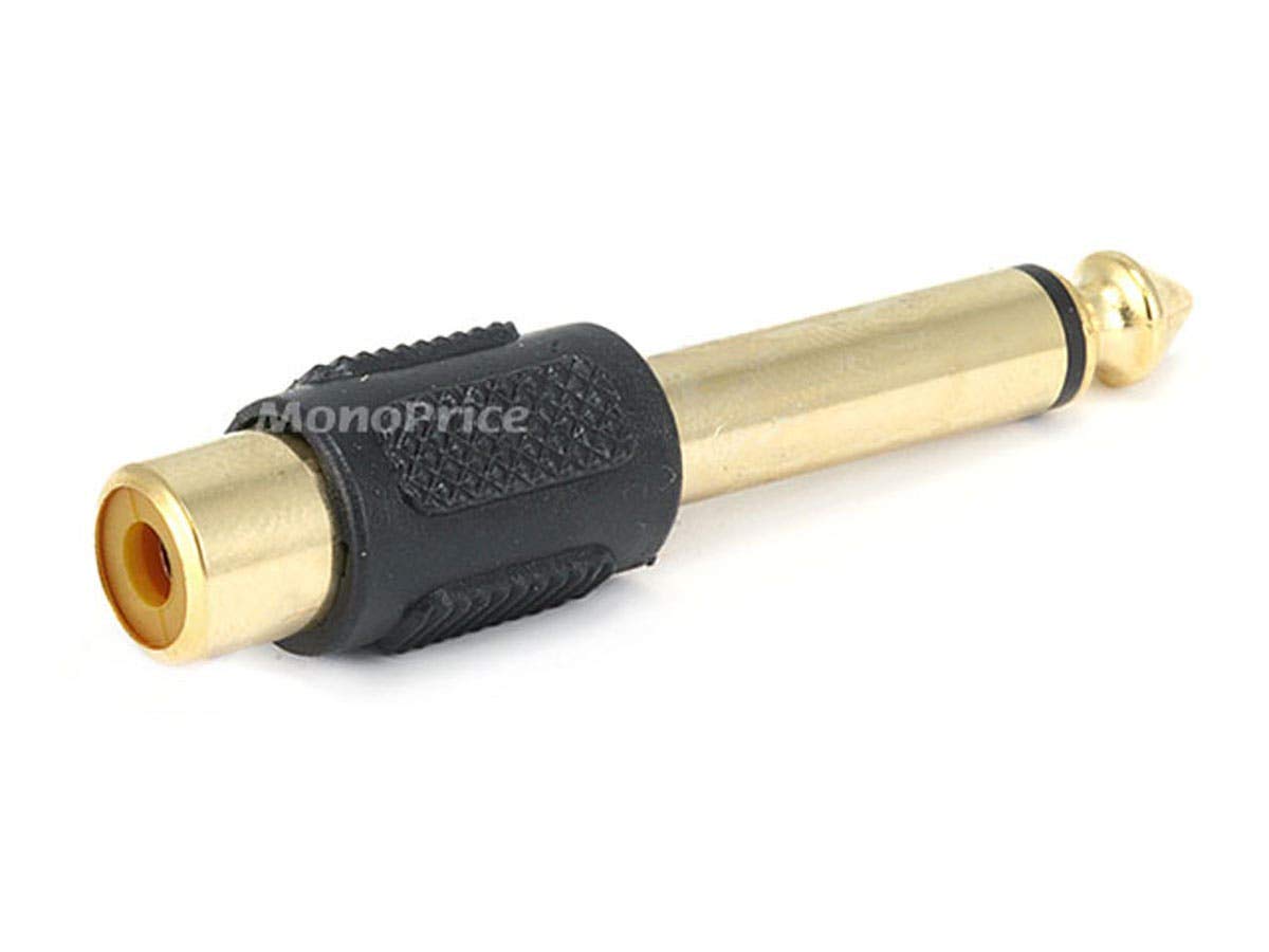 Monoprice 107149 6.35mm Mono Plug to RCA Jack Adaptor, Gold Plated