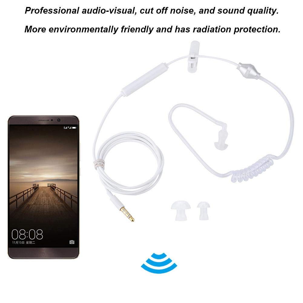 Yoidesu Universal 3.5mm Jack Acoustic Hollow Air Tube Earbuds Headphones with Microphone,Anti-Radiation in-Ear Single Earbud,Wired Cell Phone…