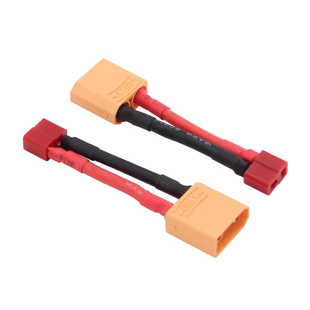 OliYin 3pcs XT90 Male to T Plug Female Connector Converter Adaptor with 12awg 1.96inch Cable(Pack of 3)