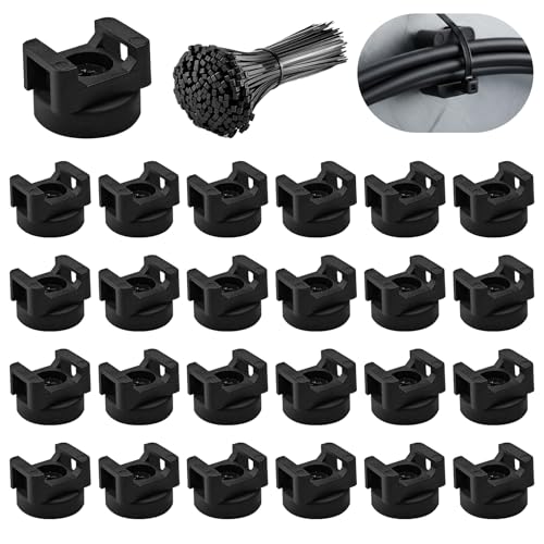 24pcs 22mm Magnetic Zip Tie Mount, Multi-Functional Cable Holder, Suitable for Industrial Cable Management and Home Cable Organizing. 24 Mounts