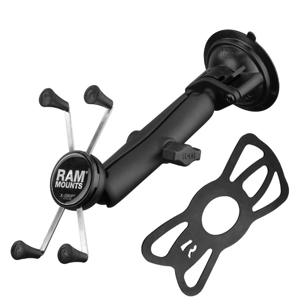 RAM MOUNTS X-Grip Large Windshield Phone Mount - Twist-Lock Suction Cup with Long Arm (RAM-B-166-C-UN10U)