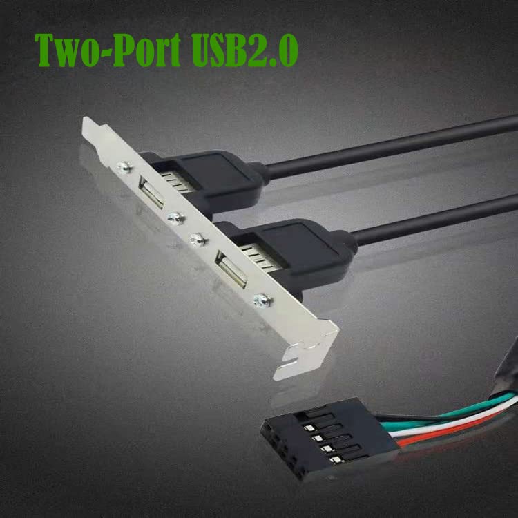 ThtRht 2 Pack Motherboard 9Pin USB to Dual USB2.0 Back Panel Rear Baffle Extension Cable Connector 9 Pin Header Adapter Mount Bracket 2-Port Bezel