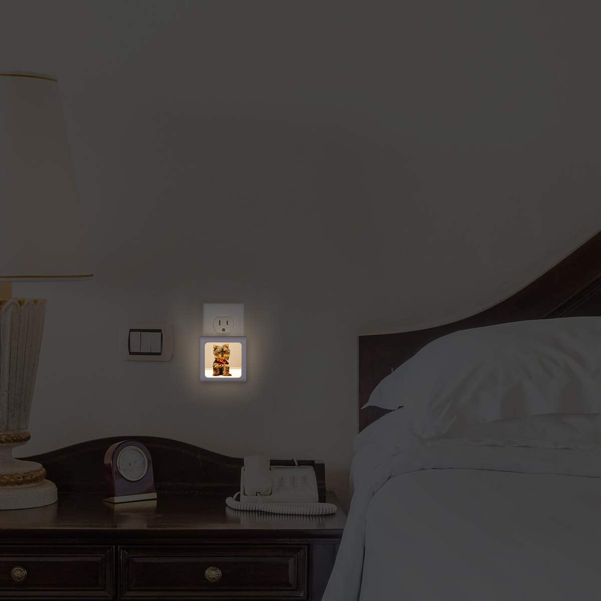 Art Plates Plug in Dimmable LED Night Light with Dusk to Dawn Auto Sensor, Adjustable Brightness, Warm Light, Auto On-Off Nightlight for Bathroom