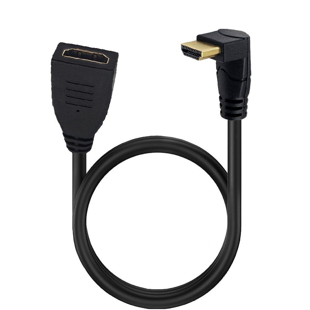 Kework 2ft 18Gbps 4K@60Hz HDMI Extension Cable, Up Angle HDMI 2.0 Male to Female Extender Adapter HD High Speed Shield Cord for Xbox HDTV PS4 PS5