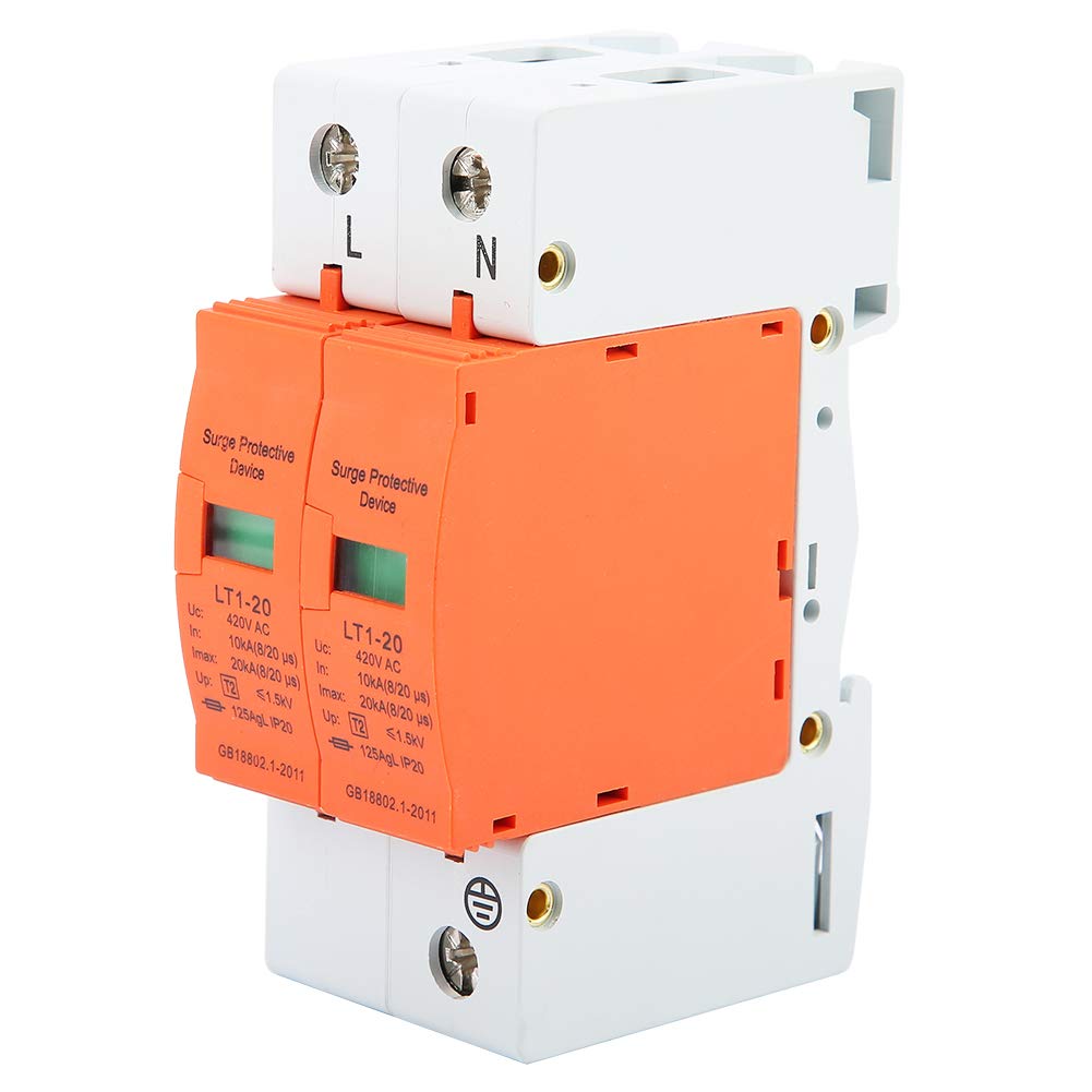 2 Pole 1 Piece Device DIN Rail Mount Protector Low Voltage Device 10-20KA 420V Electronic