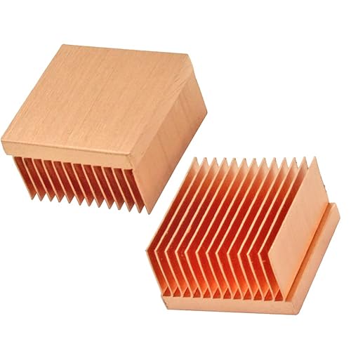 2Pcs Pure Copper Heatsink 0.79" x 0.79" x 0.43" / 20mm x 20mm x 11mm Skiving Fin Heat Sink Cooling for Raspberry pi Electronic 3D Printer CHIP IC MOS