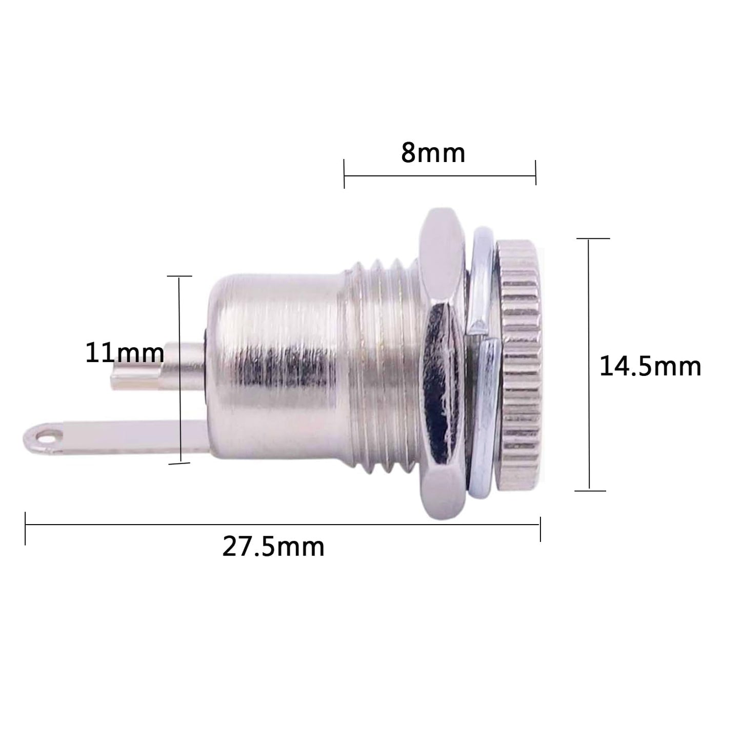 CenryKay 10PCS 5.5 x 2.1mm DC-099 10A DC Power Jack Socket,Threaded Female Panel Mount Connector Adapter