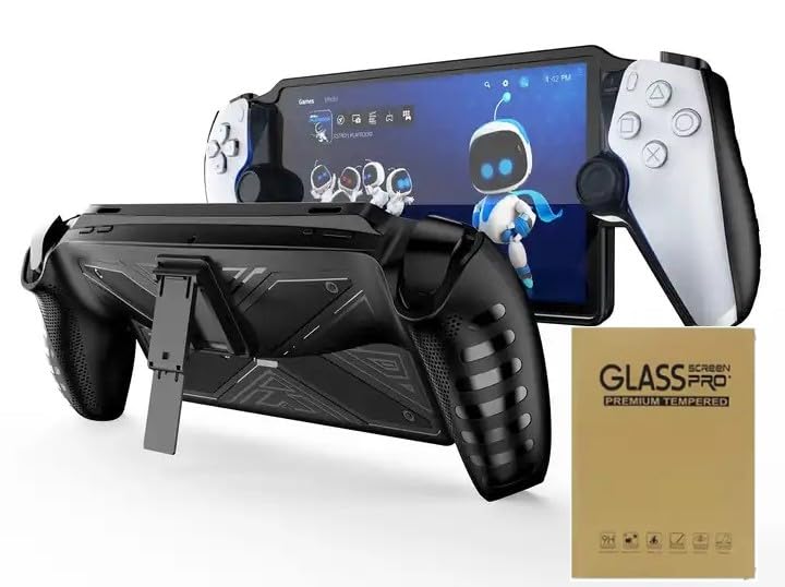 Case with Stand and Screen Protector for PlayStation Portal Remote Player, Protective Cover with Kickstand for PS5 Handeld 2023 Portable Soft TPU