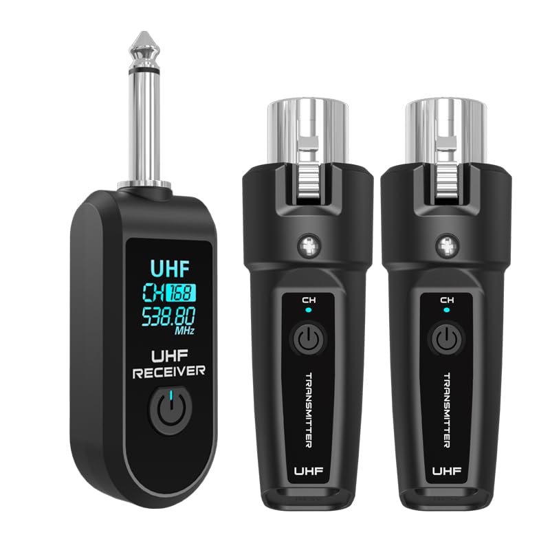 TAVOSOP Upgrade 2.4GHZ Wireless XLR Transmitter and Receiver, Built-in Rechargeable Lithium Battery for Dynamic Microphone,Audio Mixer,Electric Guitar
