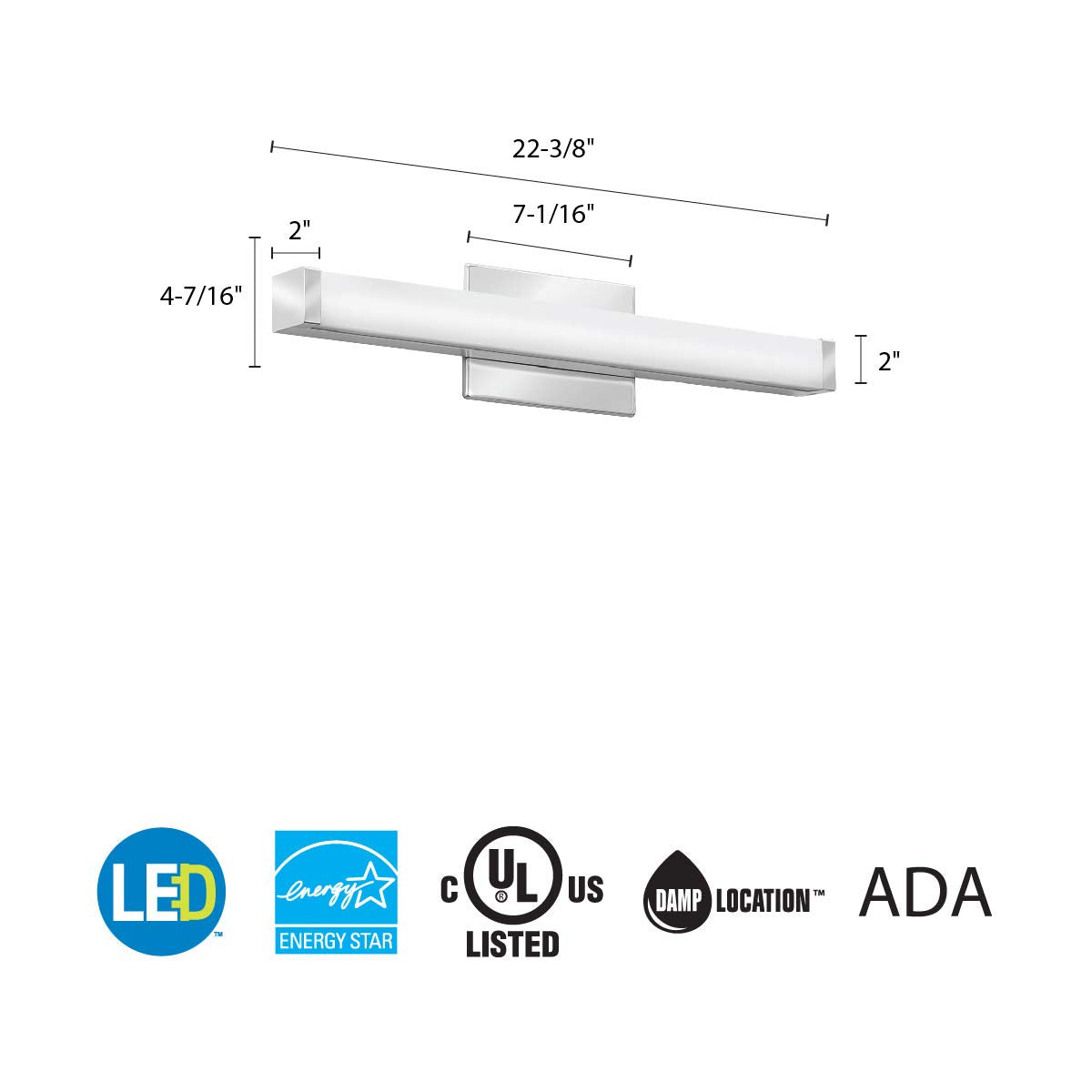 Lithonia Lighting 24-Inch LED Vanity Light with 3-in-1 Switchable White Color Temperature, Contemporary Square Bathroom Vanity Wall Light Fixture