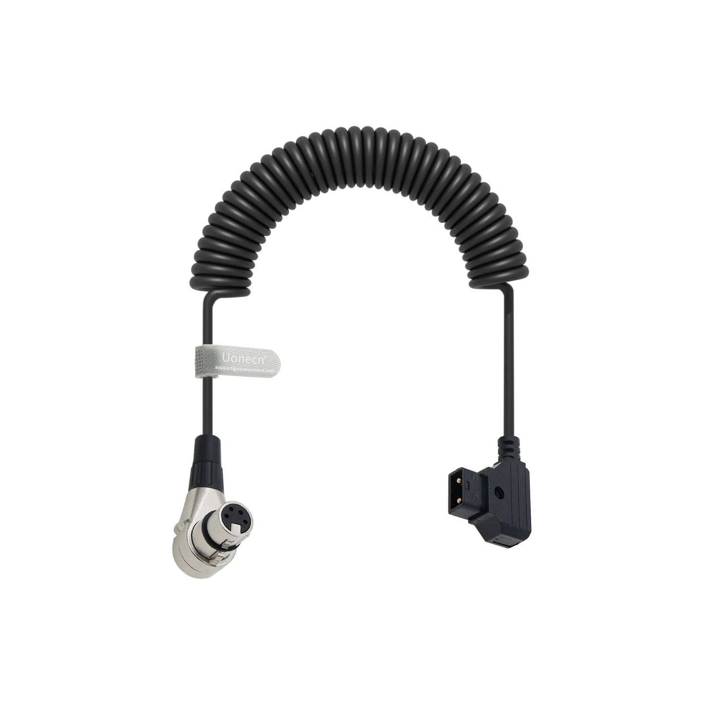 Uonecn for ARRI Alexa Camera Cable Right Angle 90 Degree XLR 4 Pin Female to D-tap Power Spring Cable for Supply Battery Adapter